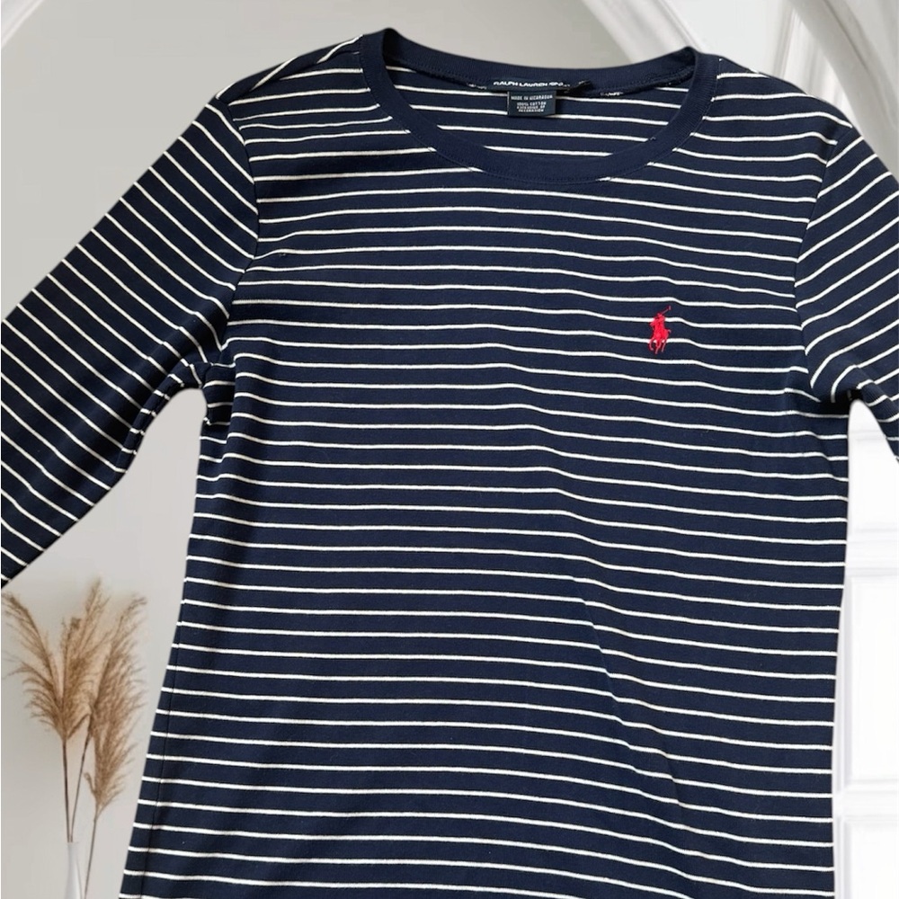 Ralph Lauren Navy Striped Long Sleeve Shirt